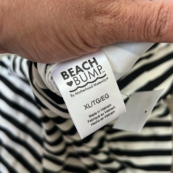 MOTHERHOOD MATERNITY Beach Bump™ Striped Halter One Piece Maternity Swim Sz XL + - Picture 7 of 11